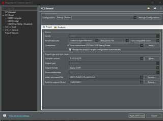 Launchxl F D Debugger Build Configuration Setup C