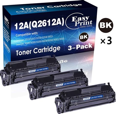 Amazon.com: (3-Pack, Black) Compatible 12A Q2612A Toner Cartridge 2612A ...