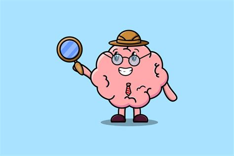 Cute Cartoon Character Brain Detective Searching 14272431 Vector Art At