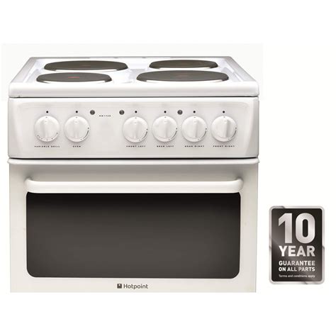 Hotpoint Hw170ews 50cm Wide Double Cavity Electric Cooker With Solid Plate Hob White