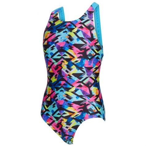 Zoggs Girls Neon Cracker Flyback One Piece Swimsuit Sport From Excell