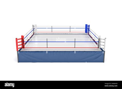 3d Rendering Of An Empty Boxing Ring In Top Front View Isolated In