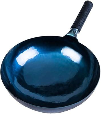 YOSUKATA Blue Round Bottom Wok Pan 14 Woks And Stir Fry Pans