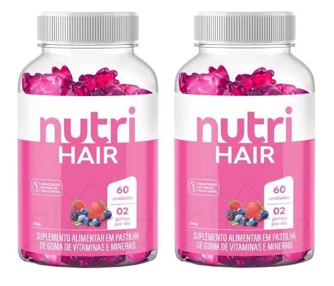 Kit 2 Potes Nutri Hair Suplemento Para Cabelo Pele E Unhas 60 Gomas