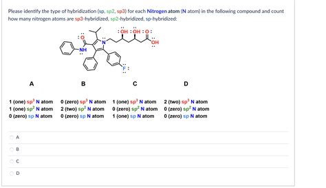 Solved Please identify the type of hybridization (sp, sp2, | Chegg.com