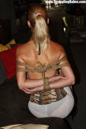 Lovely Gagballed Blonde Full Dressed Gets Roped Tightly XXX Dessert