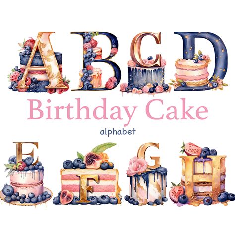 Birthday Cake Alphabet | Invitation Birthday Clipart - Inspire Uplift