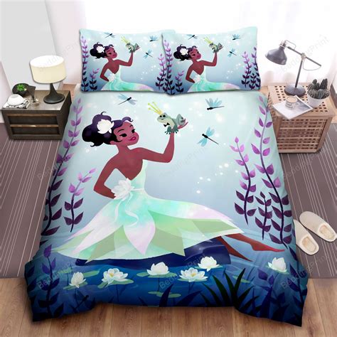 Disney Princess Tiana And The Frog Prince Artwork Bed Sheet Duvet Cover Bedding Sets Please