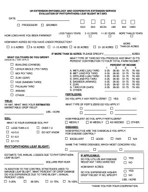 Fillable Online Extento Hawaii Taro Project Baseline Form Extento