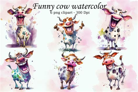 Funny Cow Watercolor Graphic by Hanodesigns · Creative Fabrica