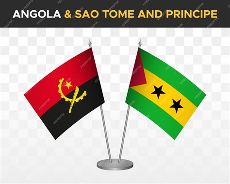 Premium Vector | Angola vs sao tome principe desk flags mockup isolated