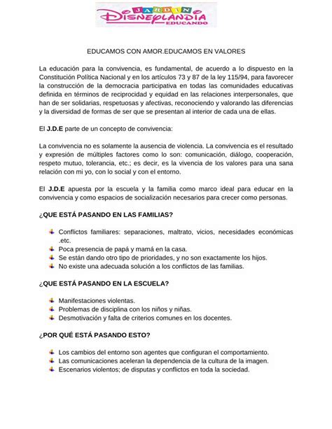 PDF EDUCAMOS CON AMOR EDUCAMOS EN VALORES El J D E QUE Poca