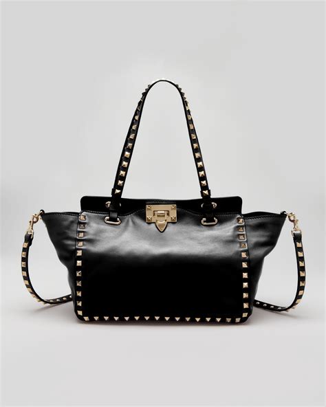 Valentino Rockstud Mini Tote Bag Black In Black Lyst