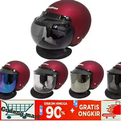 Jual Helm Cargloss Cfm Paket Kaca Platt Warna Merah Doff Original