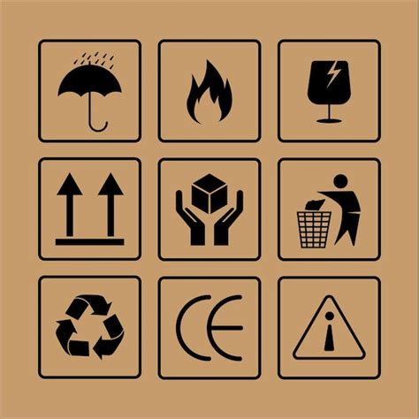 Premium Vector Vector Cardboard Packaging Icon Set And Black Fragile