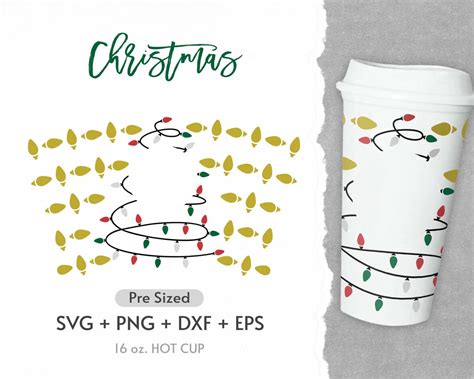 Oz Christmas Hot Cup Svg Hot Cup Svg Full Wrap Christmas Light Svg Lights Svg Christmas