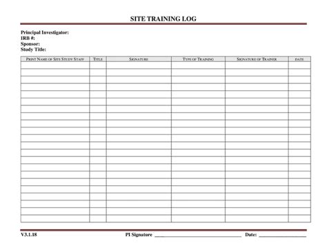 Site Training Log Template In Word And Pdf Formats