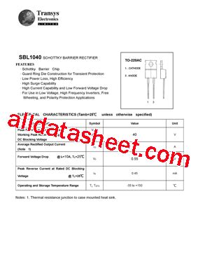 Sbl Datasheet Pdf Transys Electronics Limited