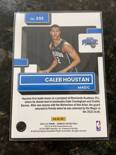 2022 23 PANINI DONRUSS CALEB HOUSTAN GREEN LASER HOLO RATED ROOKIE 232