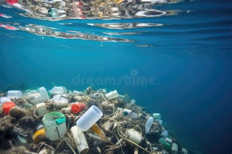 Pile of Plastic Garbage in the Ocean Stock Illustration - Illustration ...