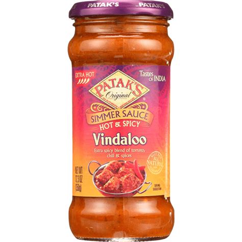 Pataks Simmer Sauce Hot And Spicy Vindaloo Extra Hot 12 3 Oz Case Of 6 International