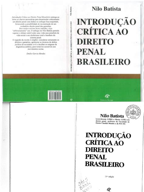 Pdf Nilo Batista Introdu O Cr Tica Ao Direito Penal Brasileiro