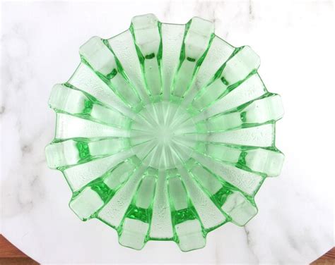 Vintage Green Art Deco Depression Glass Bowl Dessert Bowl Etsy