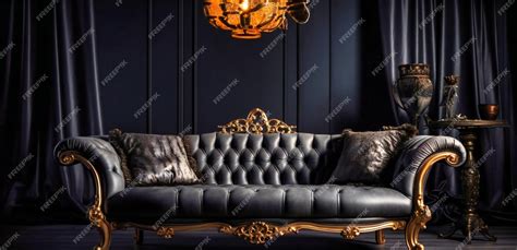 Premium Photo | Dark gray sofa for living room