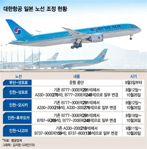 더쿠 단독 대한항공도 日노선 구조조정중소형기로 교체