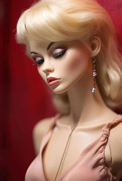 Premium AI Image A Blonde Mannequin Barbie Doll With Pierced Ears In