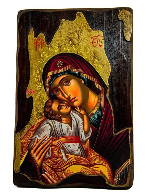 Virgin Mary Icon Panagia Kardiotissa Handmade Greek Orthodox Icon Mother Of God Byzantine Art