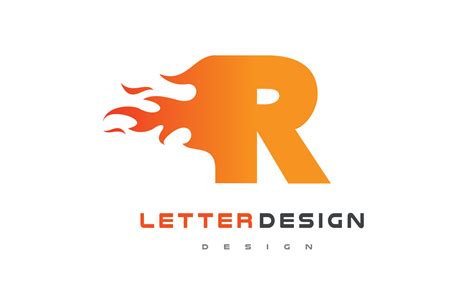 R Letter Flame Logo Design. Fire Logo Lettering Concept. 4892827 Vector ...