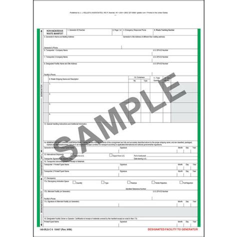 Non Hazardous Waste Manifest Template