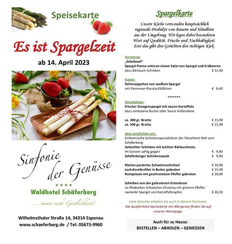 Speisekarte Restaurant Blaue Ente Im Waldhotel Schferberg In Espenau