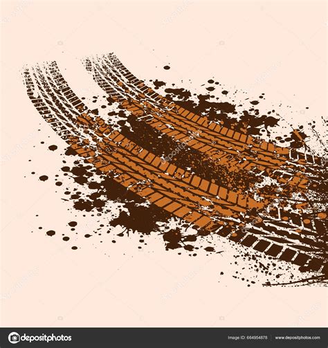 Brown Background Grunge Tire Tracks Ink Blots Splash Stock Vector By