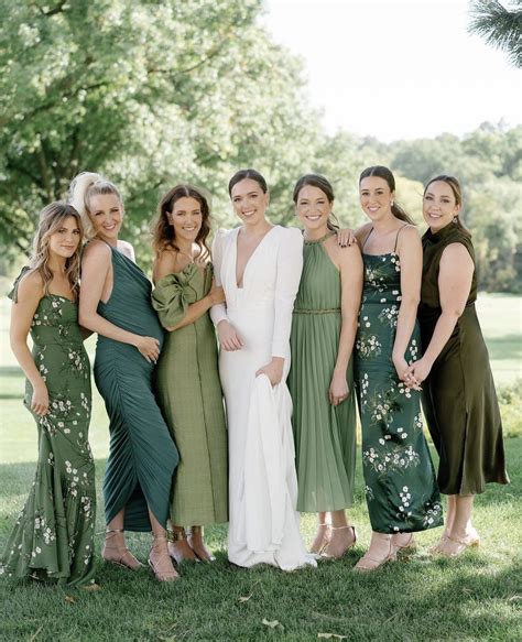 Mismatched Green Bridesmaid Dresses Matching Bridesmaids Dresses Mix