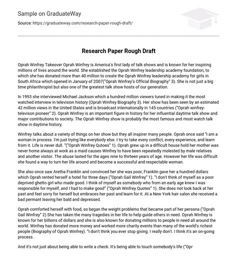 Research Paper Rough Draft Essay Example GraduateWay