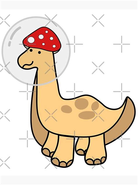 Simple Red And White Mushroom Hat Brontosaurus Astronaut Dinosaur