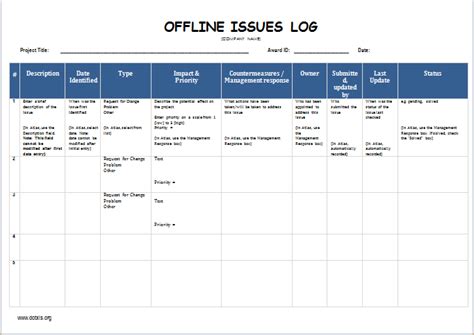 Issue Log Templates 6 Free Word Excel And Pdf Formats