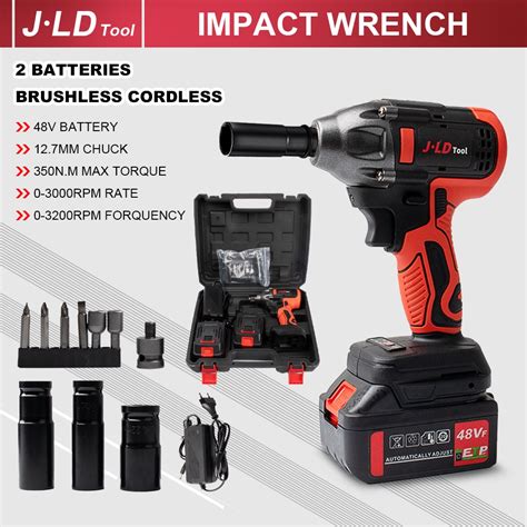 J LD Impact Wrench Cordless Original Brushless Impact Wrench 48V And 2