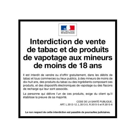 Affiche Interdiction De Vente De Tabac Aux Mineurs SI038 Comstickers