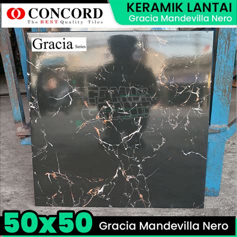 Jual Keramik Lantai X Concord Gracia Mandevilla Nero Hitam Glossy