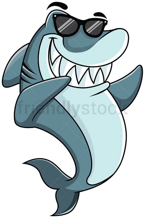 Cartoon Shark With Sunglasses Fun Clip Art For Painted Rocks