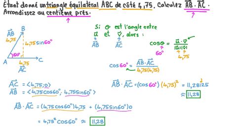 Vidéo question Déterminer le produit scalaire de deux vecteurs dun