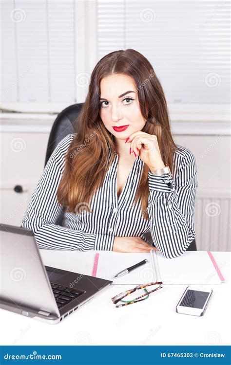 Business Woman Office Desk Stock Image Image Of Happy Professional