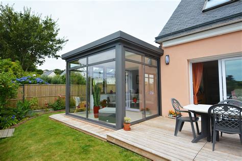 Veranda Toit Plat En Aluminium Et Interieur En Bois A Brest Dans Le