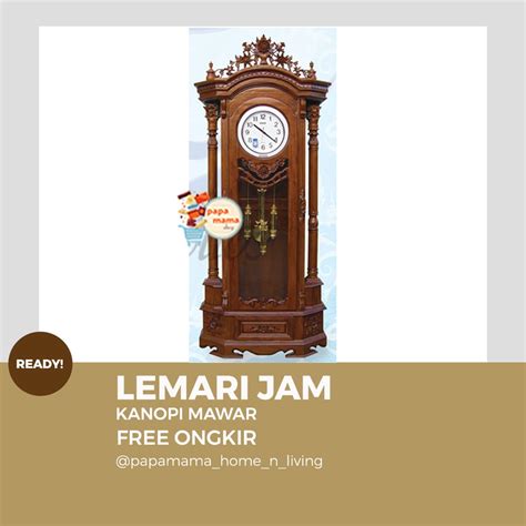 Jual Jam Antik Jepara Lemari Jam Kayu Jati Ukiran Kanopi Mawar