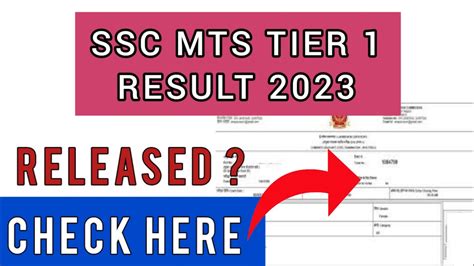 Ssc Mts Tier 1 Result 2023 How To Check Ssc Mts Result Date Youtube