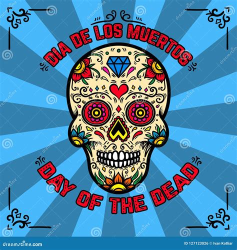 Day Of The Dead Dia De Los Muertos Banner Template With Mexican Sugar