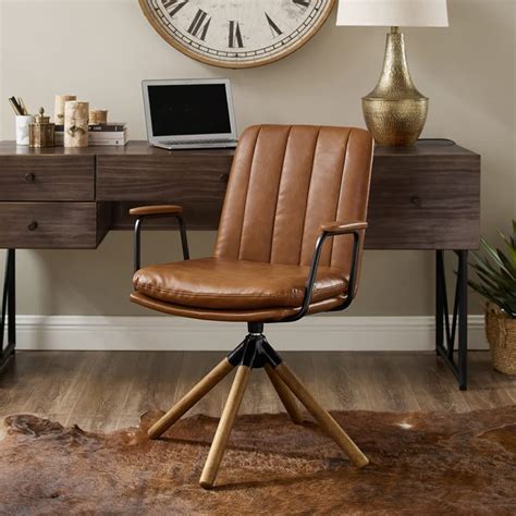 Art Leon Mid Century Modern Chair Oak Legs Swivel Accent Chair No